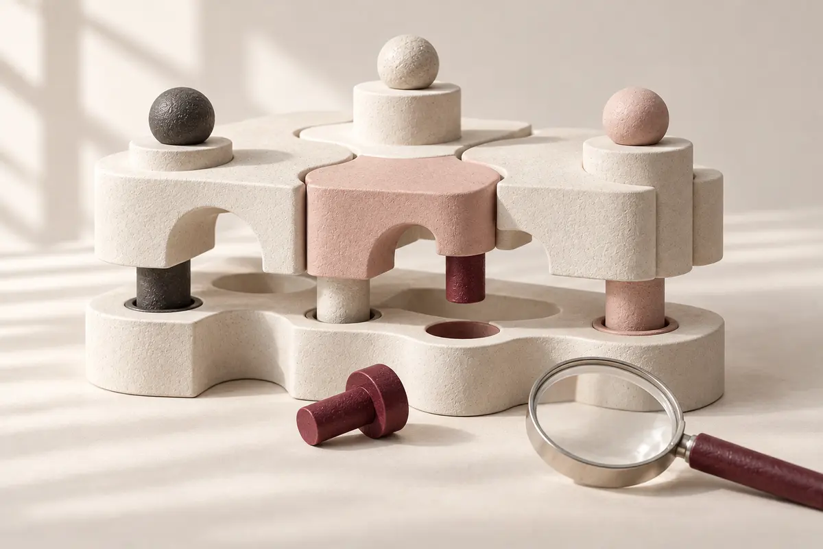 An open ceramic model revealing an organisation's internal connections.