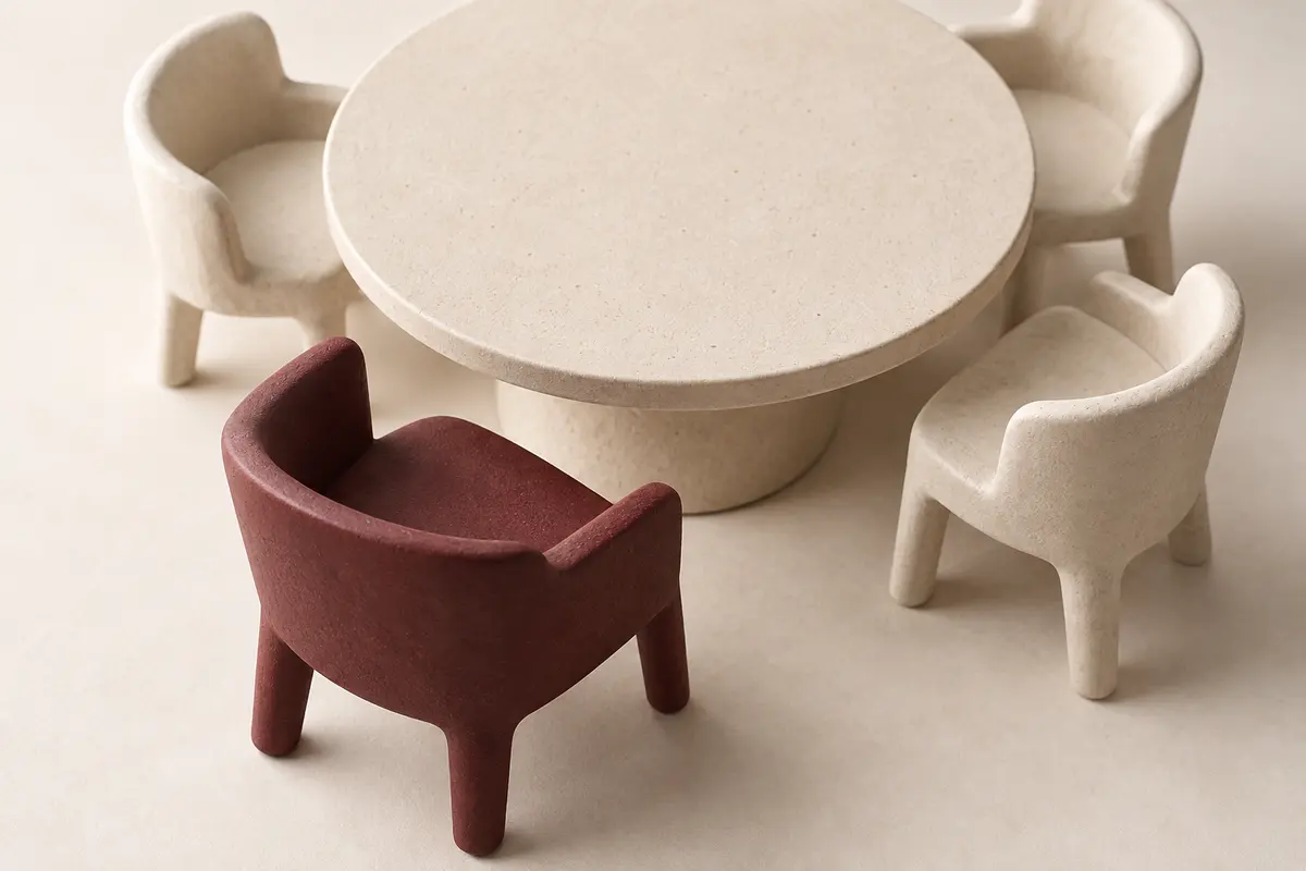 A burgundy chair with a place at the table, representing room for people leadership.